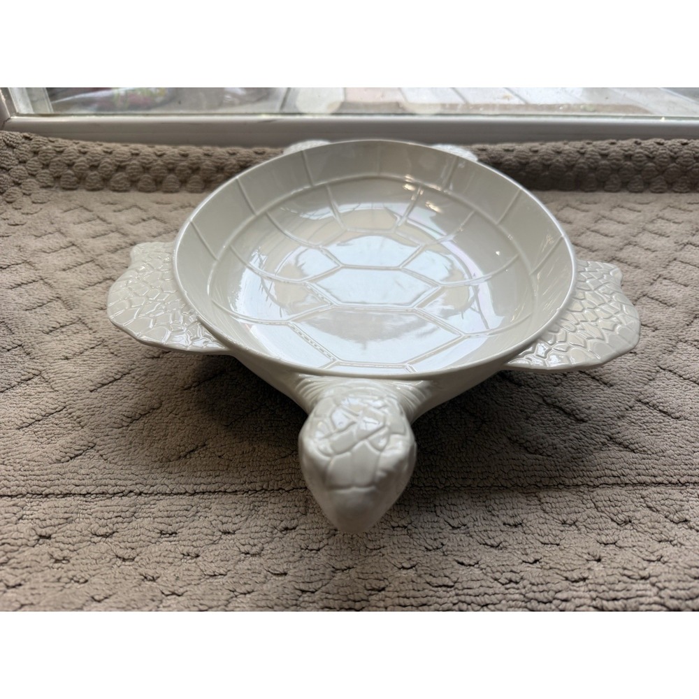 melamine Serving Bowl Platter Turtle shaped Pearl off white- Ocean/ Beach